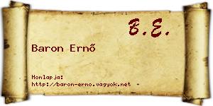 Baron Ernő névjegykártya